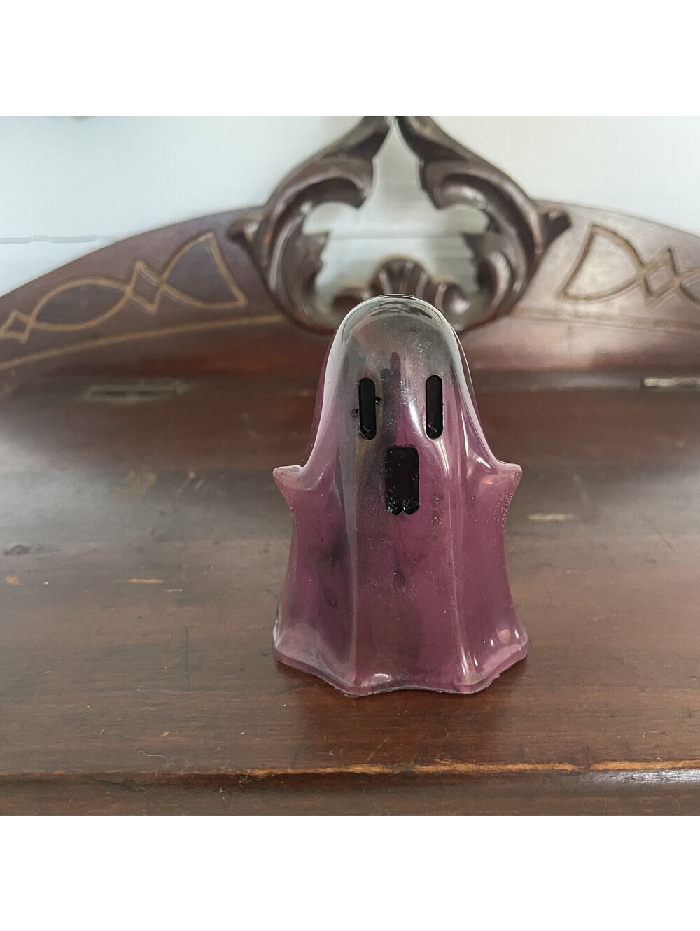 Pink and Black UV Glow Ghostie - Resin Glow in the Dark Ghost Decoration